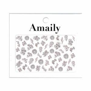 Amaily ネイルシール No.3-27 ファンシーフラワー(白) 【ネイルアート/ネイルシール/セルフネイル/ネイルパーツ/ジェルネイル】