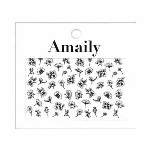 Amaily ネイルシール No.3-29 クラシカルフラワー(黒) 【ネイルアート/ネイルシール/セルフネイル/ネイルパーツ/ジェルネイル】