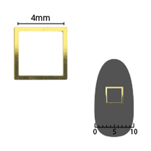 Pieadra ソフト スクエア 4mm ゴールド 太(中抜き) 8P 【ネイルアートアクセサリー・メタルスタッズ・メタルパーツ関連ネイル用品】