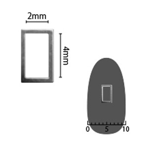 Pieadra ソフト 長方形 2×4mm シルバー 太(中抜き) 8P 【ネイルアートアクセサリー・メタルスタッズ・メタルパーツ関連ネイル用品】