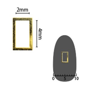 Pieadra ソフト 長方形 2×4mm ゴールド 太(中抜き) 8P 【ネイルアートアクセサリー・メタルスタッズ・メタルパーツ関連ネイル用品】