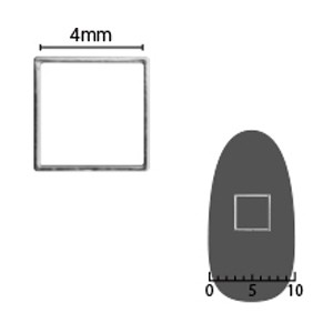 Pieadra ソフト スクエア 4mm シルバー 細(中抜き) 8P 【ネイルアートアクセサリー・メタルスタッズ・メタルパーツ関連ネイル用品】
