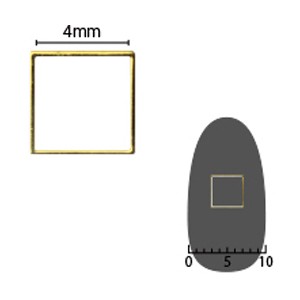 Pieadra ソフト スクエア 4mm ゴールド 細(中抜き) 8P 【ネイルアートアクセサリー・メタルスタッズ・メタルパーツ関連ネイル用品】