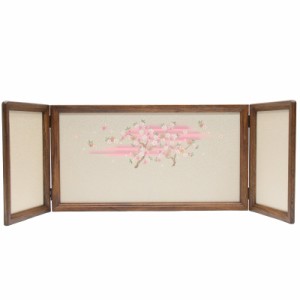 アウトレット品 雛人形屏風単品 13号華宝屏風 古代塗金彩かすみに桜倫光白 21ya1114 飾り幅目安90〜100cm (A-120sb) インテリア ディスプ