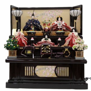 雛人形 特別奉仕品 五人 三段飾り  東山七番有職文様 幅105cm 倫光 橋に桜 (24hina-ya-to2224) ひな人形 雛祭