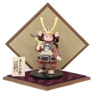 五月人形 子ども大将 平飾り 男の子 幅40cm（245to1103）壹三（いちぞう） もののふ童 凛華 菱飾りベルベット赤 小 ym1038（gk226/yb1105