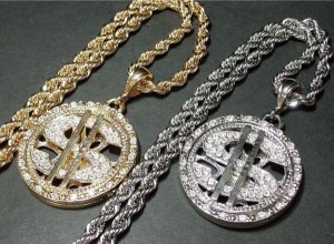 ネックレス ペンダント メンズアクセサリー アクセサリー ファッション メンズネックレス HipHop B系 ストーン入り ラウンド ドルマーク