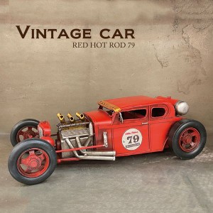 オブジェ 置き物 インテリア雑貨 家具 インテリア ヴィンテージ スポーツカー RED HOT ROD 79 ブリキの素朴感 味のある 置物 ブリキ