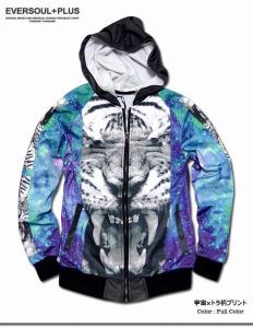 宇宙に鯨スウェットジップパーカー 碧 あお 和柄 和風 手描き クジラ