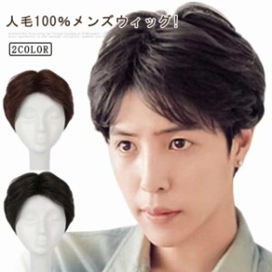 人毛100％ メンズウィッグ 男性用かつら メンズウイッグ 医療用ウィッグ ウィッグ メンズ ショート フルウィッグ 自然 黒髪 かつら フェ