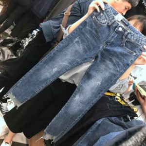 レディース デニム パンツ 通販 大きい サイズ 3XL 4XL ロング丈 袖あり 長袖 ハイウエスト ダメージ 個性的 きれいめ シンプル カ