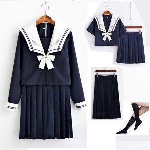 セーラー服 長袖 半袖 コスチューム 白襟 JK制服 S M L XL 2XL 卒業式 入学式 カーディガン 鞄 追加可 学生服 ロング丈 ショート丈