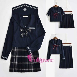 セーラー服 刺繍 定番の可愛いセーラー服 半袖 長袖 JK制服 学生服 6タイプ 卒業式 女子高生 5サイズ コスチューム ネイビー