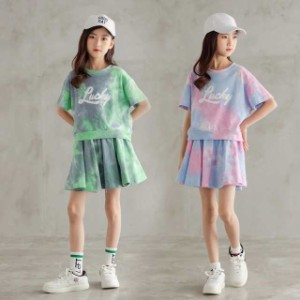 韓国子供服 セットアップ 夏 tシャツ スカート キュロット カジュアル ナチュラル パンツ 半袖 上下セット ゆったり スポーツウェア 女の