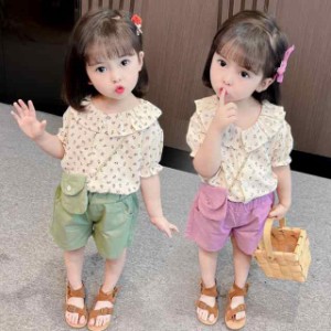 子供服 女の子 夏服 セットアップ 上下セット ドット柄 tシャツ ワイドパンツ ズボン 韓国子供服 キッズ ジュニア ベビー服 おしゃれ 可