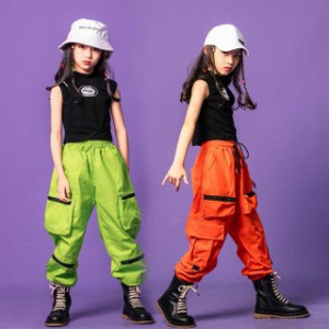 キッズ ダンス衣装 子供 セットアップ 110-180cm ダンス 春 夏 秋 女の子 原宿系 トップス ズボン オシャレ ガールズ おしゃれ パンツ フ