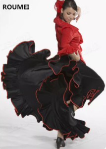 フラメンコスカートダンス衣装無地斜め２段フリルパイピングバイヤスオーガンジー練習用レッスンセールミカドレス定2バイヤス-6973