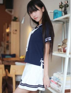 日系セーラー服/半袖団体服/女子学生学園制服/JK制服//プリーツミニスカート/演出服/アイドルコスチューム/COS/学院風/2点セットアップ