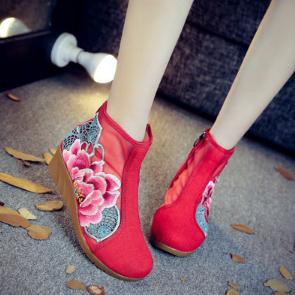 レディースシューズ チャイナ靴手作り北京布靴エスニックチャイナシューズカジュアル民族風刺繍柄ミュール婦人チュール通気性優靴