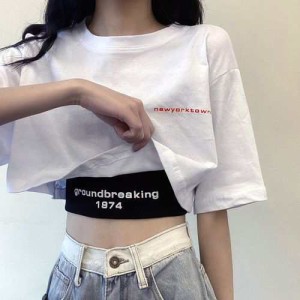 レディース トップス 2点セット Tシャツ 半袖 タンクトップ ショート丈 ヘソ出し シンプル 大人 可愛い おしゃれ デイリー 普段