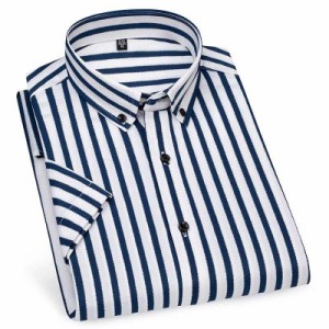 半袖 ボタンダウンシャツ メンズ カジュアルシャツ ストレッチ 薄手 ストライプ ノーアイロン 夏 半袖シャツ ビジネス カジュアル シャツ