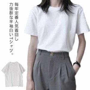 インナーTシャツ Tシャツ 半袖tシャツ カットソー ゆったり レディース コーデ ホワイトtシャツ 半袖 インナーtシャツ 白いTシャツ 無地