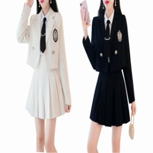 韓国 女の子 セットアップ ジャケット プリーツスカート 韓国ファッション 大人可愛い スクール 制服 発表会