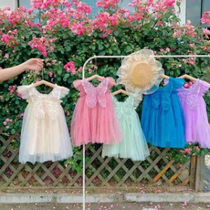 背中に蝶々の羽 リングガール 子供服 キッズドレス 女の子ワンピース ドレス 七五三 誕生日 結婚式 プレゼント ピンク ブルー パープル