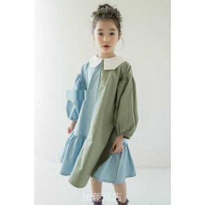 子ども服 ドレス ワンピース レトロ バイカラー ワンピース キッズ ボリューム袖 シフォン袖 フォーマルワンピース 卒園 卒業 入園 入学