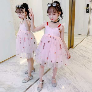 子供服 ワンピース ピンク 160 韓国子ども服 キッズ 女の子 夏服 ノースリーブ チュール 子供ドレス 結婚式 誕生日 ベビー服 ジュニア お