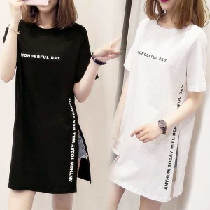 半袖ロンt レディース 半袖tシャツ ロングtシャツ ロングブラウス サイドスリット ビッグt ロンティー ティーシャツ