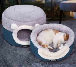 ドーム型 ペット ペットベット ペットハウス 猫ベット 可愛い 猫 ベット ペット用品 寝具 寝袋 室内用 40*40*31cm 保温 防寒 冬
