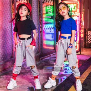 【三太郎の日】キッズダンス衣装 子供服　2点セットアップ ダンストップス ンクトップ ダンスパンツ　女の子 応援団 練習着 子供ダンス