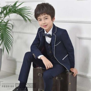 【三太郎の日】子供服フォーマルスーツ　スーツ 男の子 フォーマル  5点セット セットアップ (ジャケット シャツ パンツ 蝶ネクタイ ベス