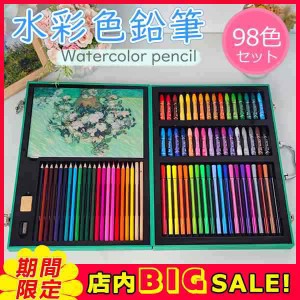 色鉛筆 水彩 お絵かき 98色セット 水彩画 プレゼント 文房具 筆記具 絵の具セット カラーサインペン 入学 入園 祝い 画材 塗り絵