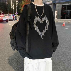 長袖 tシャツ 薄手 メンズ Tシャツ クルーネック 男 春秋 秋冬  オシャレ 柄Tシャツ ゆったり 男Tシャツ M-3XL 1色選ぶ