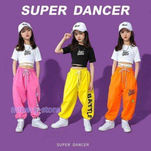 キッズダンス衣装 子供服 派手 ヒップホップ ストリート パンツ カラフル 韓国 ファッション ガールズ 女の子 tシャツ 男女兼用 舞台服