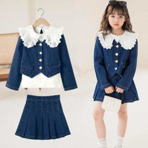 2023新品 スカート デニム 子供服 女の子 秋 春 110-170 3点セット デニムスカート トップス 女の子 キッズ服 春 子供服 セットアップ プ