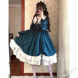 ロリータ コスプレ メイド服 ワンピース ドレス 秋冬服 原宿風 ハロウィン ハロウィーン コスチュ