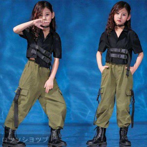 キッズダンス衣装 ヒップホップ  HIPHOP セットアップ  ダンストップス  サルエルパンツ ズボン 子供 女の子 男の子 ステージ衣装  演出