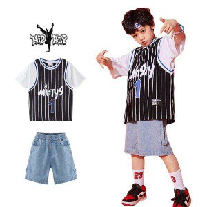 キッズダンスダンス衣装シャツパンツ単品売り男の子デニムパンツダンス衣装トップス野球バスケ派手