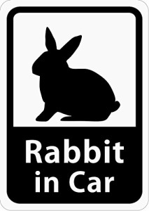 Rabbit in Car 「うさぎ」 車用ステッカー (マグネット) (ホワイト) s10