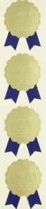 ギフトシール リボン型 ブルー ゴールド フラット (100枚) BC-1S