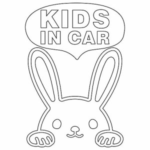 nc-smile のぞき見ステッカー うさぎ ウサギ rabbit 「KIDS IN CAR」 (ホワイト)