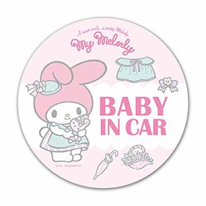 マイメロディ マグネットステッカー スタンダードデザイン【BABY IN CAR】丸型15cm