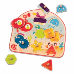 B. toys 木製海の生き物パズル 形合わせパズル 木のおもちゃ 8ピースセット 1歳半~ 正規品
