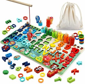 TOXINYUAN 木製パズル モンテッソーリ 数字 アルファベット パズル 知育のおもちゃ 子供用 男の子 女の子 幼児 積み木 玩具 教具 算数