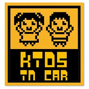 反射素材のドット絵 Kids in Car マグネットシート 懐かしいファミコン風 (Kids in Car)