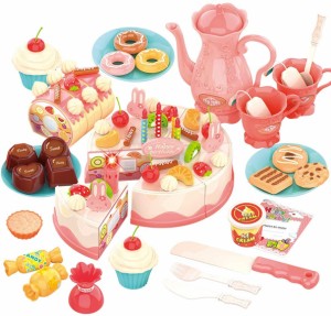 REMOKING おままごと セット おもちゃ 女の子 男の子 DIYケーキセット 果物 ごっこ遊び 音と光と手遊びいっぱい 果物認知 知育玩具 切る