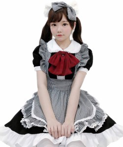 みー様専用メイド服Sサイズ黒ストライプワンピースと白ロングフリル